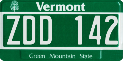 VT license plate ZDD142