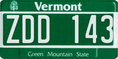 VT license plate ZDD143