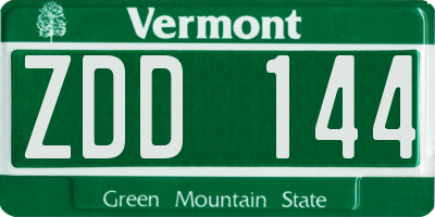 VT license plate ZDD144