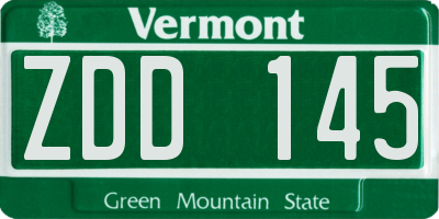 VT license plate ZDD145