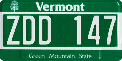VT license plate ZDD147