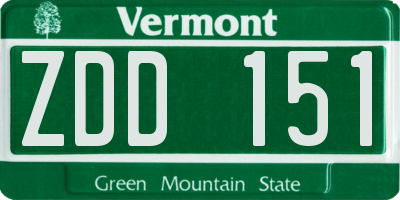 VT license plate ZDD151
