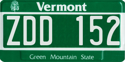 VT license plate ZDD152