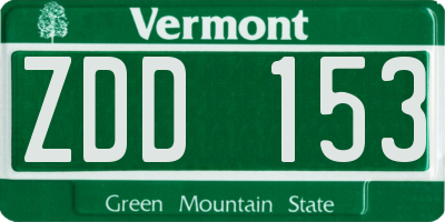 VT license plate ZDD153