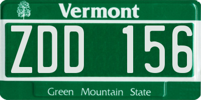 VT license plate ZDD156