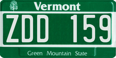 VT license plate ZDD159