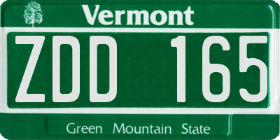 VT license plate ZDD165