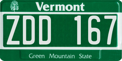 VT license plate ZDD167