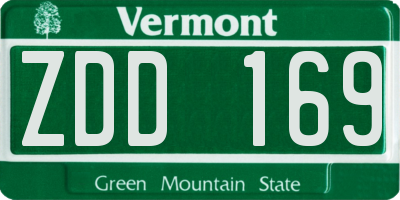 VT license plate ZDD169