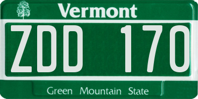 VT license plate ZDD170
