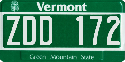 VT license plate ZDD172