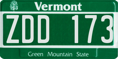 VT license plate ZDD173