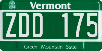 VT license plate ZDD175