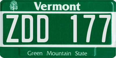 VT license plate ZDD177