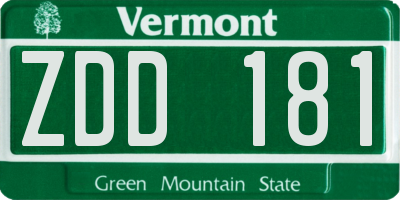 VT license plate ZDD181