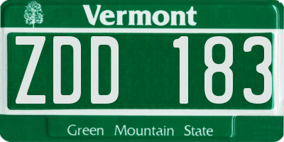 VT license plate ZDD183