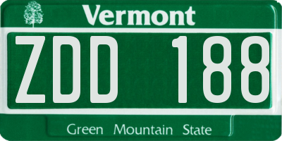 VT license plate ZDD188