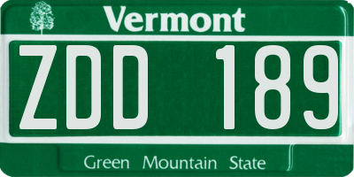 VT license plate ZDD189