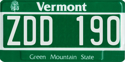VT license plate ZDD190