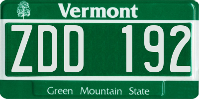 VT license plate ZDD192