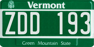 VT license plate ZDD193