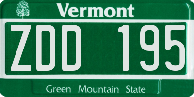 VT license plate ZDD195