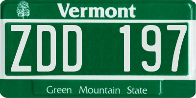 VT license plate ZDD197