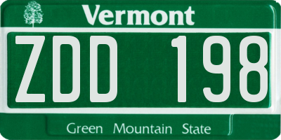 VT license plate ZDD198