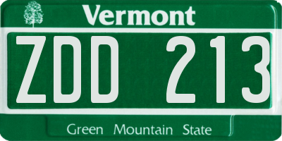 VT license plate ZDD213