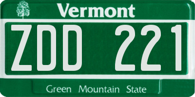 VT license plate ZDD221