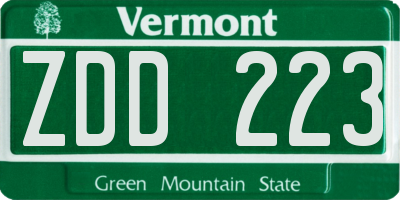 VT license plate ZDD223