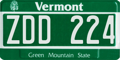 VT license plate ZDD224