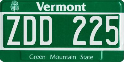 VT license plate ZDD225