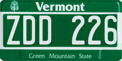 VT license plate ZDD226