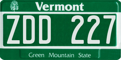 VT license plate ZDD227