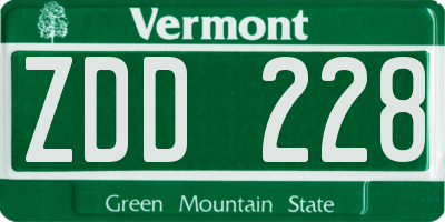 VT license plate ZDD228