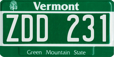 VT license plate ZDD231