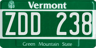 VT license plate ZDD238