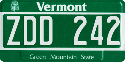 VT license plate ZDD242