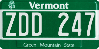 VT license plate ZDD247