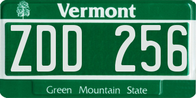 VT license plate ZDD256