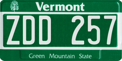 VT license plate ZDD257