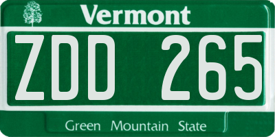 VT license plate ZDD265