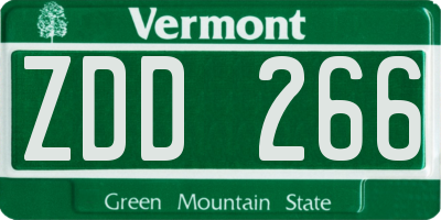 VT license plate ZDD266