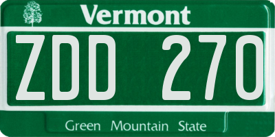 VT license plate ZDD270