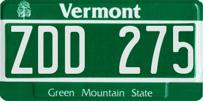 VT license plate ZDD275