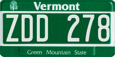 VT license plate ZDD278