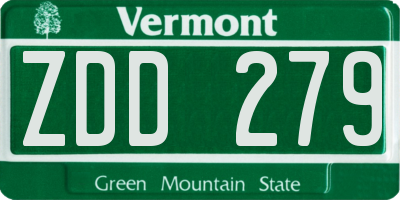 VT license plate ZDD279