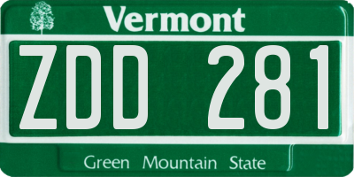 VT license plate ZDD281
