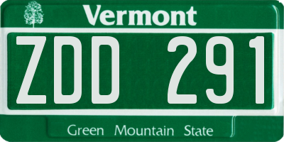 VT license plate ZDD291